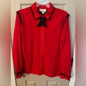 Vintage T.R. Bentley long sleeve button down blouse with bow tie.
